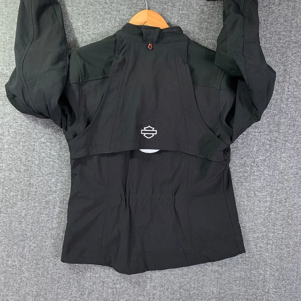 Harley Davidson Jacket Women Medium Black Motorcycle Biker Pockets Vented - Picture 6 of 13